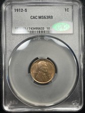 1912 S Lincoln Wheat Cent Penny 1c CAC MS63 RB Red-Brown Semi-Key Date picture