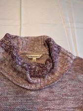 Tantrums Women's Size L Cowl Neck Knit Sweater Purple Pink Marled Long Sleeve picture