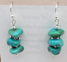 Kingman Turquoise Nugget Sterling Silver Southwestern Dangle Earrings picture