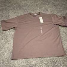 Uniqlo U AIRism Cotton Men's Crew Neck Oversized T-Shirt Purple XL picture