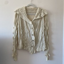 Vintage M. & Kyoko Japanese Designer Spike Knit Cream Cardigan 100% Cotton picture