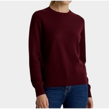 Quince Womens XS NEW Mongolian Cashmere Crewneck Sweater Burgundy Quiet Lux Chic picture