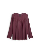 LOFT Plus Burgundy Lace Trim Boho Blouse, Size 16/18, Cottagecore picture