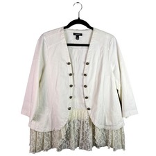 Torrid White Lace Trim Jacket 2010s Women's Size 0 L Coquette Whimsigoth picture
