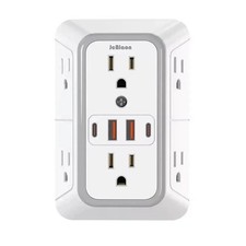 6 Outlet Extender Surge Protector Multi Plug Wall Adapter USB Charger Ports with picture