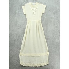 Vintage Albert Nipon Dress Womens 4 Silk Ivory Sheer Lace Maxi Victorian Cutout picture