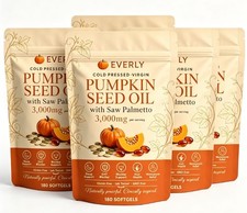 Everly Pumpkin Seed Oil with Saw Palme tto, 180 Softgels, Cold Pressed Pumpkin-- picture