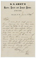 1888 Lancaster NH Letter from Ed at E.C. Amey’s Oyster Lunch Rooms to His Mother picture