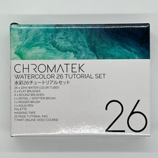 Chromatek Watercolor 26 Tutorial Set Art Paint Kit w/ Book Brushes Palettes picture