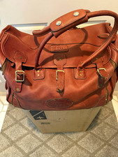 Orvis vintage Bull Hide Leather Duffle Bag, 18
