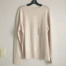 New Uniqlo Extra Fine Merino Wool Crew Neck Sweater Mens L Off White Pullover picture