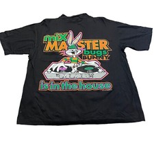Vintage 1993 Bugs Bunny Mix Master DJ T-Shirt Black Looney Tunes Hip Hop picture