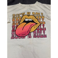 Vintage 90s Rolling Stones Rock N Roll Lips Tee Screen Stars Best Medium Mexico picture