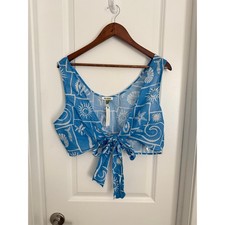 NWT Celandine Anthropologie Coastal Print Tie Front Crop Top One Size picture