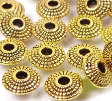 20 Antique Golden Pewter Disc Spacer Rondelle Tibetan beads 8mm picture