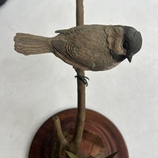 Al Riehl Wooden Black Capped Chickadee Bird Carving 1991 picture