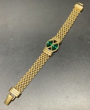 Vintage SAL Signed Green And Gold Swarovski Crystal Tennis Bracelet 7.5” picture