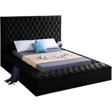 Meridian Furniture Bliss Solid Wood Tufted Velvet King Bed in Black picture