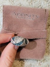 Affinity Diamond Ring Blue And White Diamonds Art Deco Style Size 10 picture