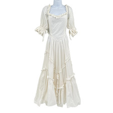RARE Laura Ashley Vintage 80s Bo Peep Dress Womens 12 (Actual 6) Wedding White picture