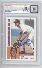 DON MATTINGLY SIGNED 1984 TOPPS ROOKIE CARD #8 BAS BGS AUTOGRAPH 10 AUTO B Q3566 picture
