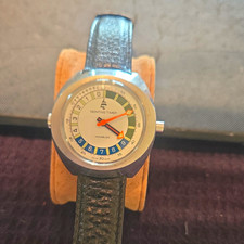 Yachting Timer Vintage 1960s Manual 17J 40mm White Dial Arabic Leather Strap picture