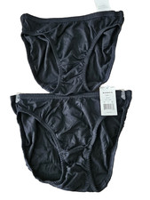 MomentS Intimates Kohl's Women's Hi-Cut Bikini Panties Size: 5 Black (2 Pack) picture