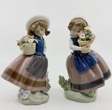 Vtg LLADRO #5221 “Sweet Scent” and 5223 “Spring Is Here” Pair of Figurines picture