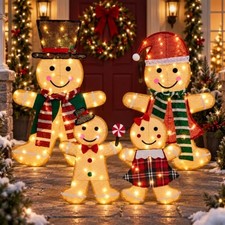 BRIGHTDECK 4-Piece 2D Gingerbread Outdoor Christmas Decorations, 8 Modes | Ginge picture