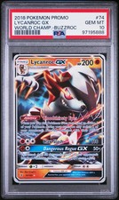 2018 POKEMON WORLD CHAMP PROMO BUZZROC #74 LYCANROC GX  picture