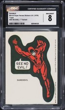 1976 Topps Marvel Stickers U.K. Daredevil See No Evil ** Variant CGC 8 NM/MT picture
