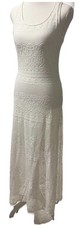 Women’s Cream Knit Maxi Dress Lace-like Small Boho Nautical Cottage Resort Y2K picture
