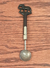 Vintage East African Carved Elephant Ebony 1922 Shilling Coin Spoon picture