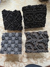 Antique Hand Carved Wood Block Stamp 4 Designs Crafts Printing Batik picture