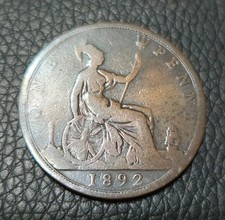 1892 Great Britain One Penny Coin picture