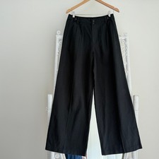 Madewell Pants Womens 6 Black The Harlow Wide Leg Pleated Trouser Minimalist picture