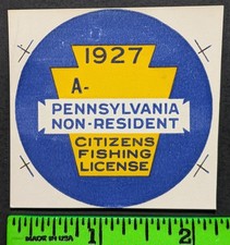 Pennsylvania 1927 Non-Resident Fishing License Pinback Paper Insert Proof picture