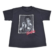 2000s Scarface Movie Graphic Tony Montana Cigar Black Shirt Adult Large picture