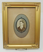 Antique Victorian Edwardian Oval Sepia Portrait Photo Gold Gilt Frame 1890s era picture