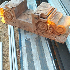 Antique Victorian Carved Wood Corbel Bracket Scroll Salvage Brown picture