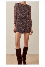 Reformation Tomas Nasrin Floral Print Mesh Long Sleeve Dress Size Medium picture