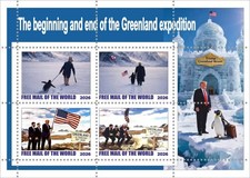 Stamp block Trump Greenland expedition 2026 Free mail of the world picture