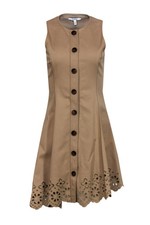 Derek Lam - Tan Cotton Blend Button-Front Dress w/ Cutouts Sz 2 picture