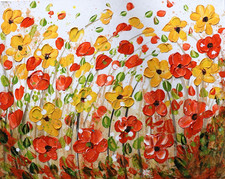 Yellow Orange Wildflowers, 20x16 canvas, Original Painting picture