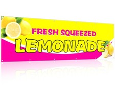 HunnmingRe 3 x 10 Ft Pink Lemonade Sign Vinyl Banner Fresh Squeezed Lemonade picture