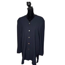 Vintage Lord & Taylor Tunic Blazer Size 14 Navy Blue Academia Office Buttoned picture