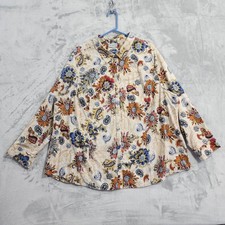 Catherines Shirt Womens 4X Multicolor Floral Paisley Button Front Long Sleeve picture