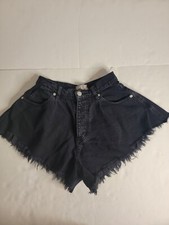 FREE PEOPLE Jean Shorts 25 Now Or Never Cut Off Distressed Button Fly Charcoal picture