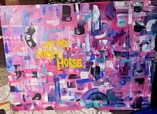 ON MY HIGH HORSE Abstract Typography Text Canvas Painting Wall Art Unframed picture