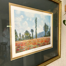 Vintage Claude Monet Landscape Print, Matted & Framed Wall Art picture